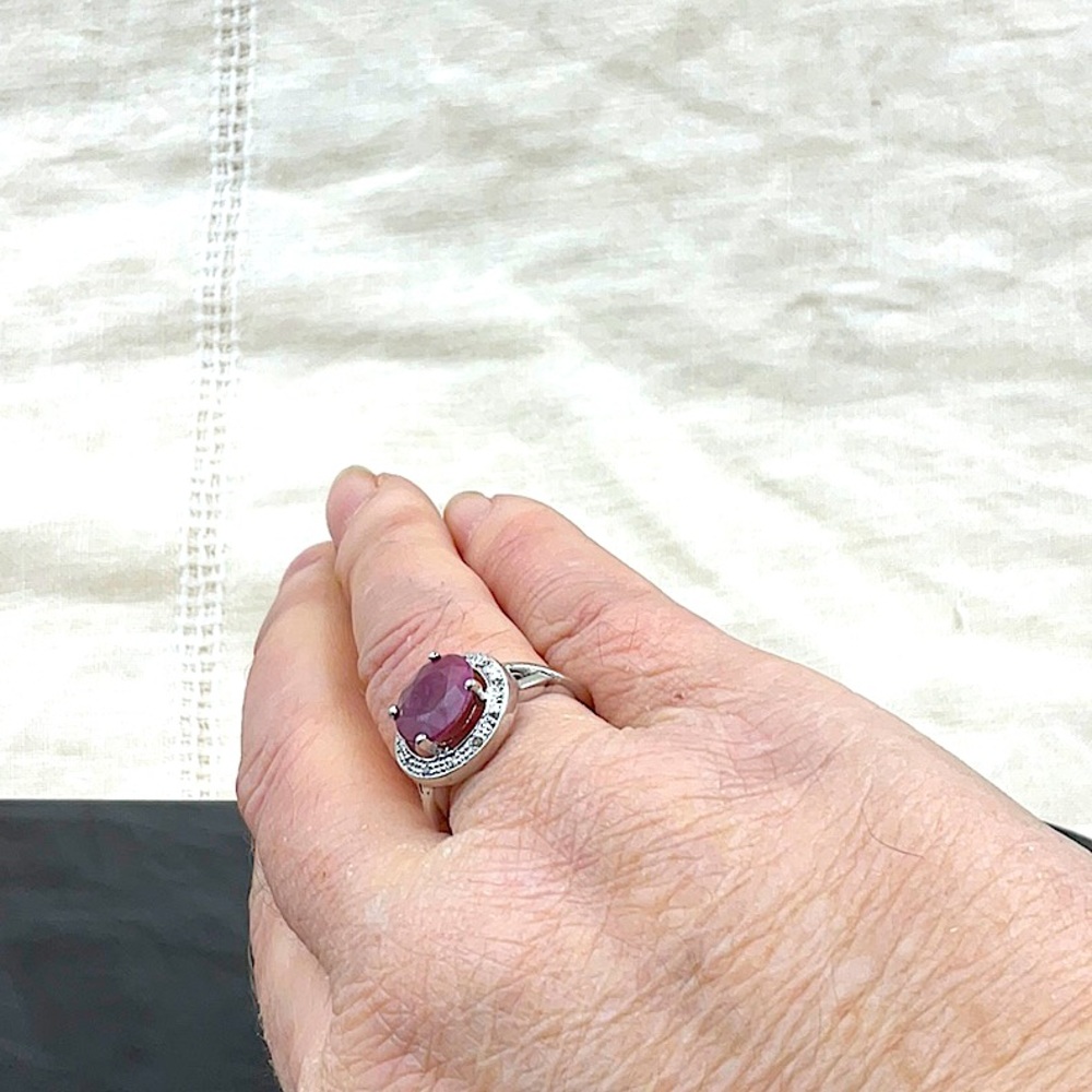 Sterling Silver Natural Ruby Gemstone Ring Size 7… - image 8